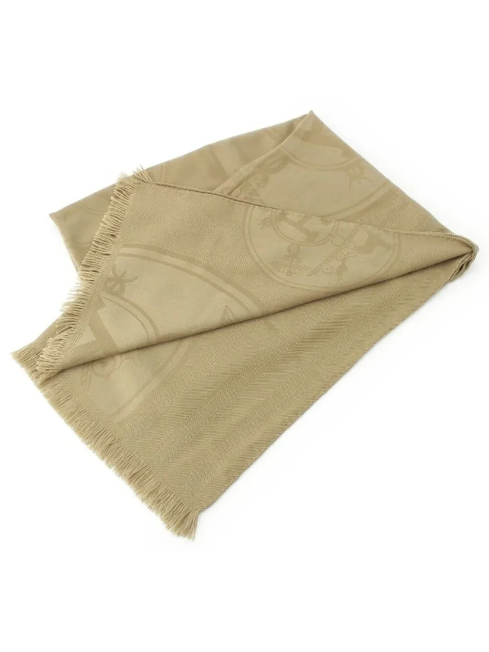 Hermes New Bliss Cashmere Silk Shawl Khaki Green Scarf
